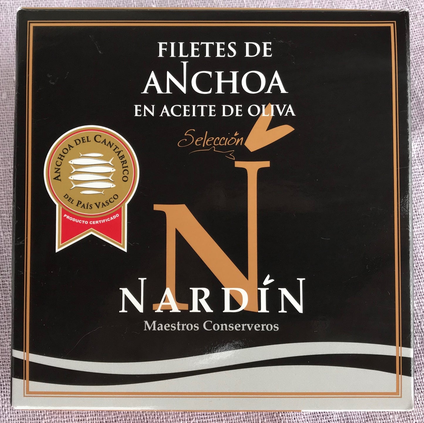 Anchoas Nardín del Cantábrico en aceite de oliva. Filetes. Lata grande.