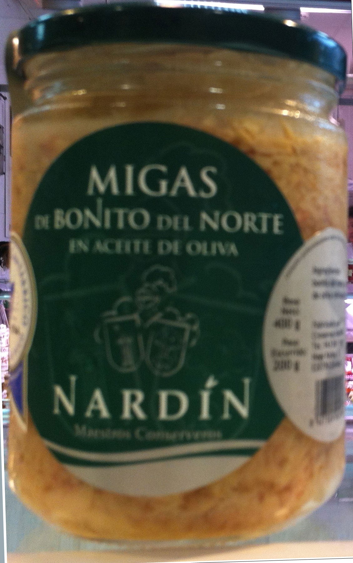 Bonito del Norte Nardín, migas en aceite de oliva.
